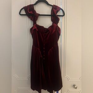 Cider Elegant Burgundy Velvet Dress